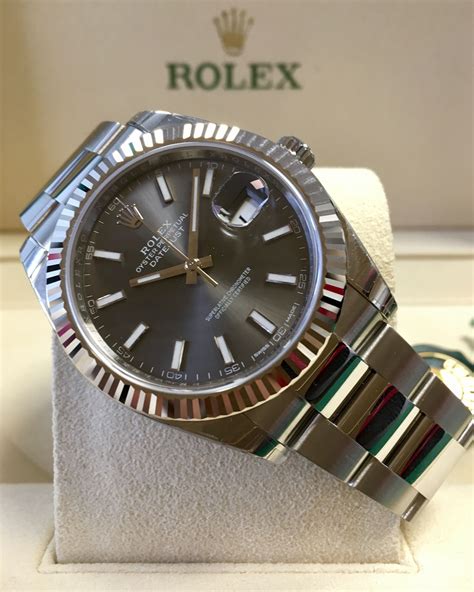 men's rolex datejust 41 dark rhodium dial oystersteel watch|2022 rolex datejust 41mm.